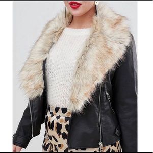Plus size faux Motto leather Jacket